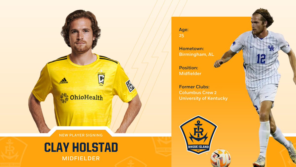 RhodeIslandFC's tweet photo. 🆕 ✍️ Midfielder Clay Holstad has landed in Rhode Island! In 2023 Holstad made 26 appearances and 19 starts for @columbuscrew2 of @mlsnextpro.
📰 https://t.co/LvgK6yNQGQ
Holstad’s signing will be finalized pending league/federation approval.
#WickedGoodSigning | #RIFC ⚓ https://t.co/Z9xYjuNT54