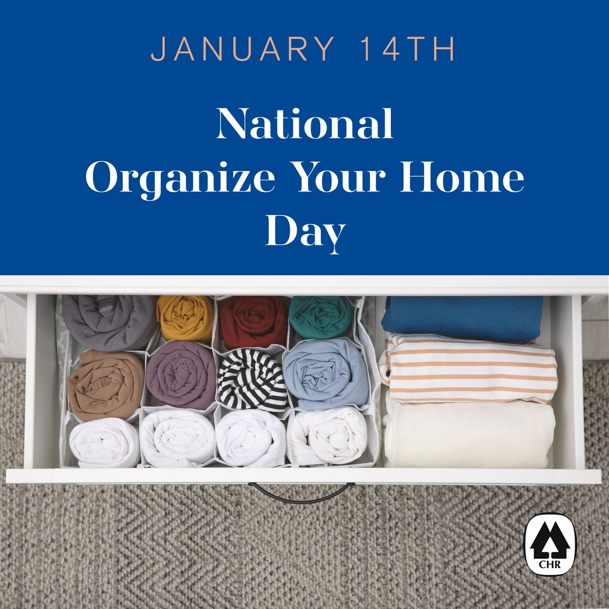 Sunday is National Organize Your Home Day. Share your best space organizing tip...
#organizeyourhome Organize Your Home #LiveAtCHRapartments #getorganized