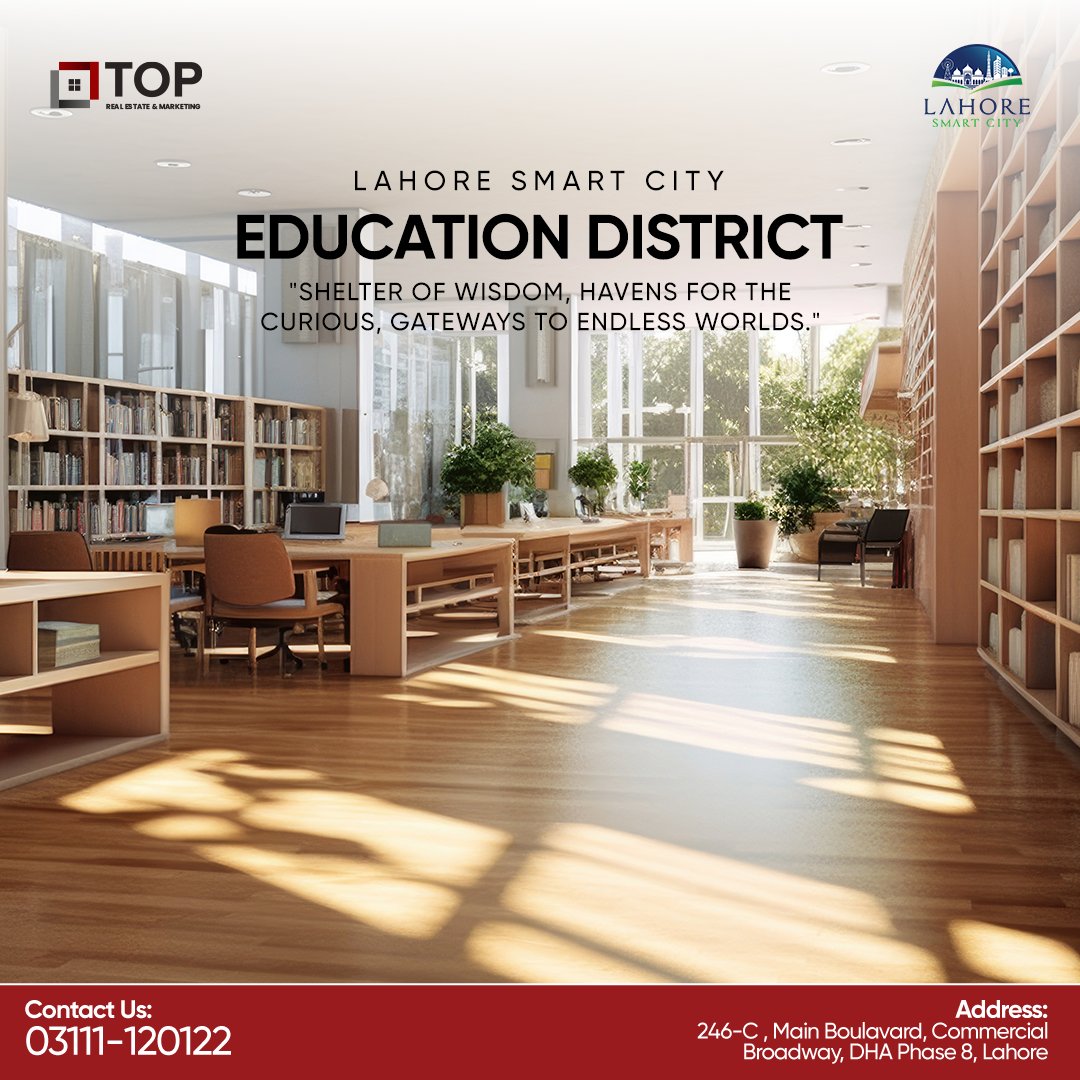 Captures the essence of a sanctuary for those seeking knowledge, a haven for the inquisitive mind, and a portal to countless possibilities.

#smartfeatures #smartcity #lahoresmartcity #capitalsmartcity #educationdistrict #toprealestate #topmarketing