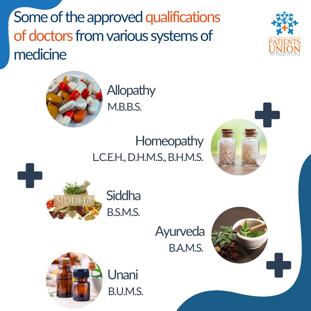 patientsunion's tweet photo. Did you know the #qualifications of #doctors from various systems of #medicine?

Download the #PatientsUnion App &amp; get access to #authentic #resources. #BeInformed &amp; #FeelEmpowered.

#Google #PlayStore - https://t.co/JkkwXvoCtO
#Apple #AppStore - https://t.co/hC5wP8SfLm https://t.co/OrvjDHYeiM