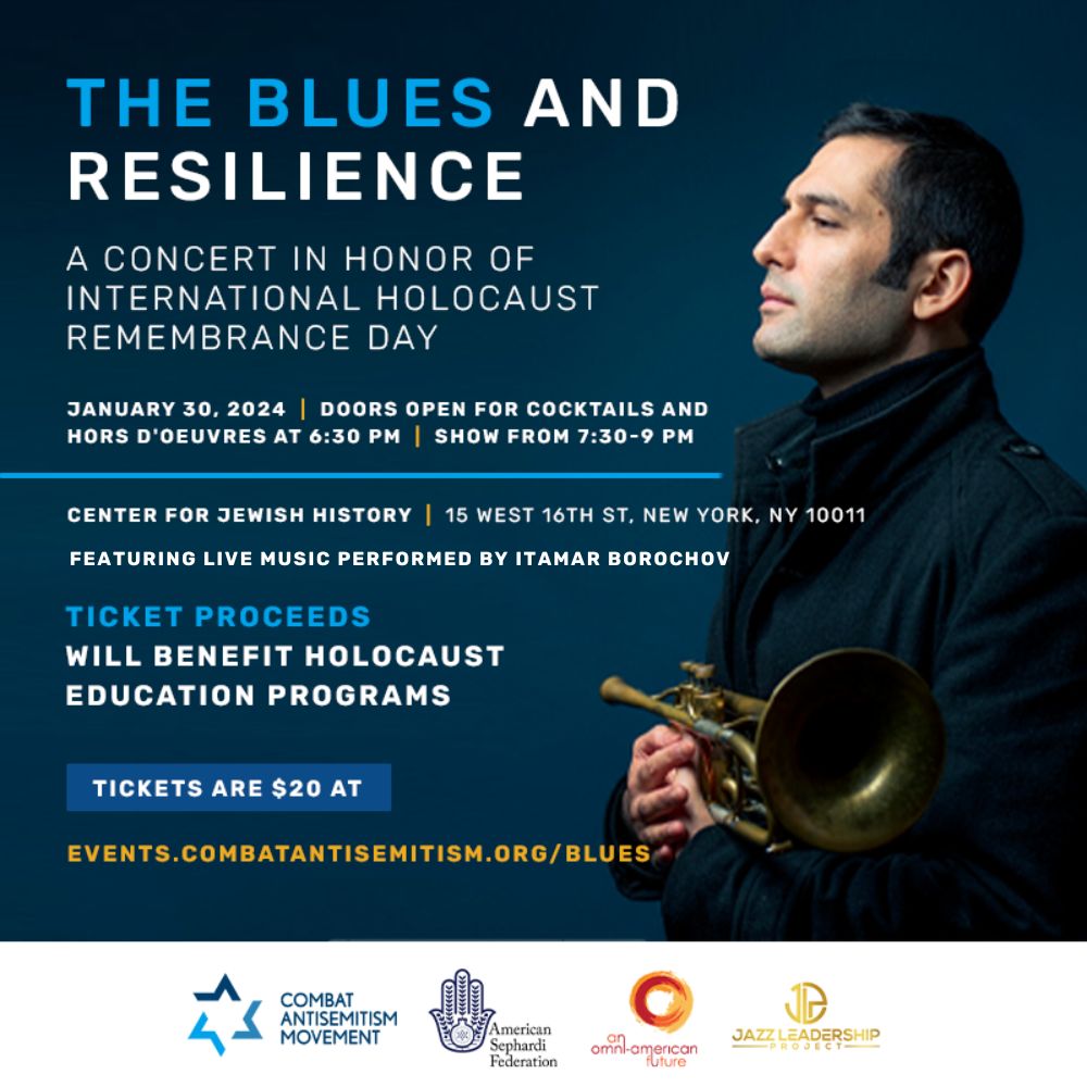 CombatASemitism's tweet photo. Join us in New York for a unique concert in honor of International Holocaust Remembrance Day.

This cultural-educational experience with live music featuring @ItamarBorochov will explore how music was used to survive the Holocaust.

Register at https://t.co/iQlGhwz1IP https://t.co/P0dZ1CiNrr