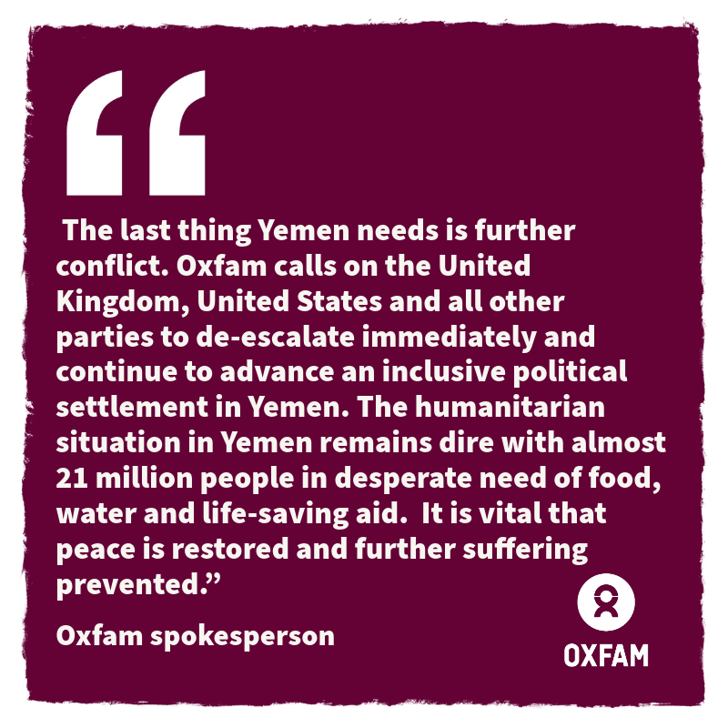oxfamgbpress's tweet photo. REACTION: Oxfam reaction to air strikes in #Yemen
Link: https://t.co/yGch1JsqEc https://t.co/E1DZnd0ZNd