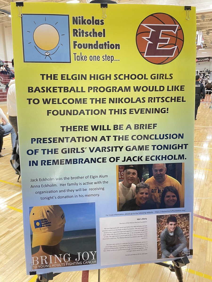 Take1STEPwNIK's tweet photo. We were just blessed by generosity at Elgin High School for their rivalry basketball game between Larkin Royals and Elgin Maroons to honor Jack Eckholm - a former wisher that lost his battle to cancer in 2019 #LOVEWONcancerzero #elginmaroons #larkinroyals https://t.co/C4iKanF80P