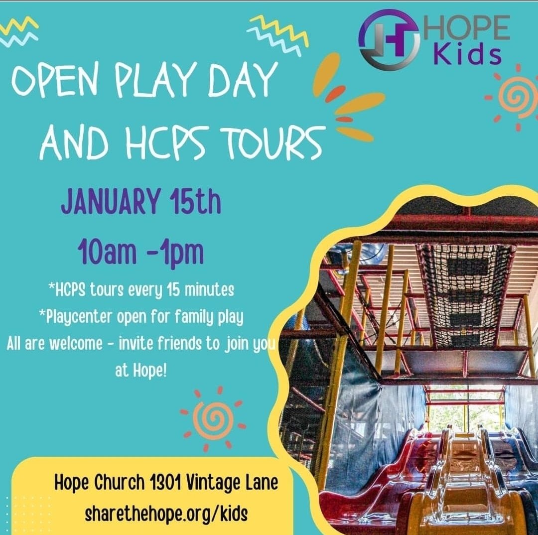 #HopeChurch presents Open Play Day for MLK! 
January 15th, 10am - 1pm 
Explore their new play facility. 
Tours every 15 minutes. #ExtendedWeekendIdeas @GreeceELC @GreeceCentral @valeriekpaine @JulieParsons203 #MikeFerris #HappyMLKDay
#HOPEKIDS #CommunityPartners #BetterTogether