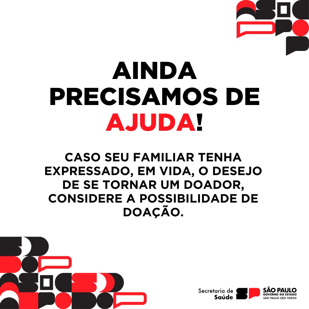 spsaude_'s tweet image. Mas ainda precisamos de ajuda! Em vida, expresse seu desejo de ser doador. Caso seja o familiar de um doador, considere a doação e ajude a salvar vidas!

#SouDoador