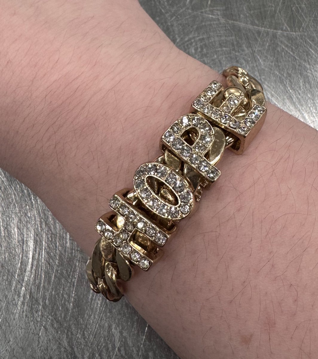 uhrains's tweet photo. the bracelet is just bought from my work ☹️ https://t.co/hgS2uvPtxl