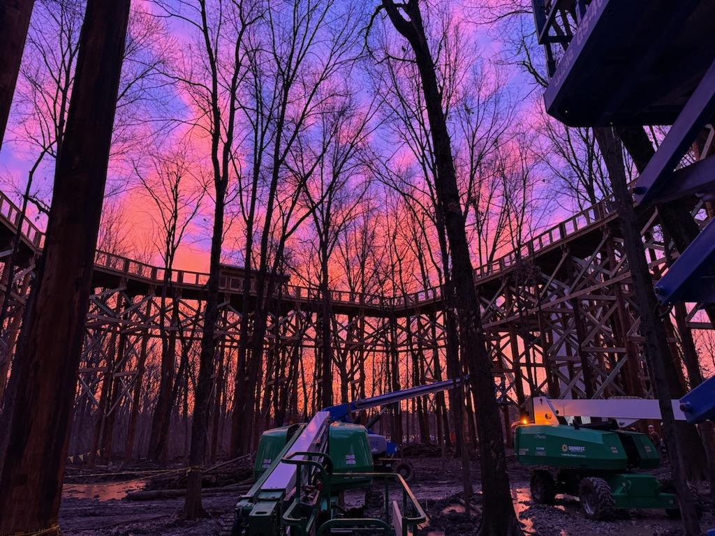 Our Superintendent snapped a few pics of the beautiful sunrise this morning at the Columbus and Franklin County Metro Parks Blacklick Canopy Walk project.