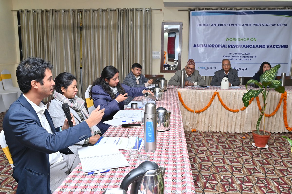 NphfTweet's tweet photo. Nepal Public Health Foundation in collaboration with The One Health Trust and The Global Antibiotic Resistance Partnership (GARP) organized a workshop on “Antimicrobial Resistance and Vaccines “at the Yellow Pagoda Hotel, Kathmandu on 11th January, 2024. + https://t.co/EsItB0lYY9