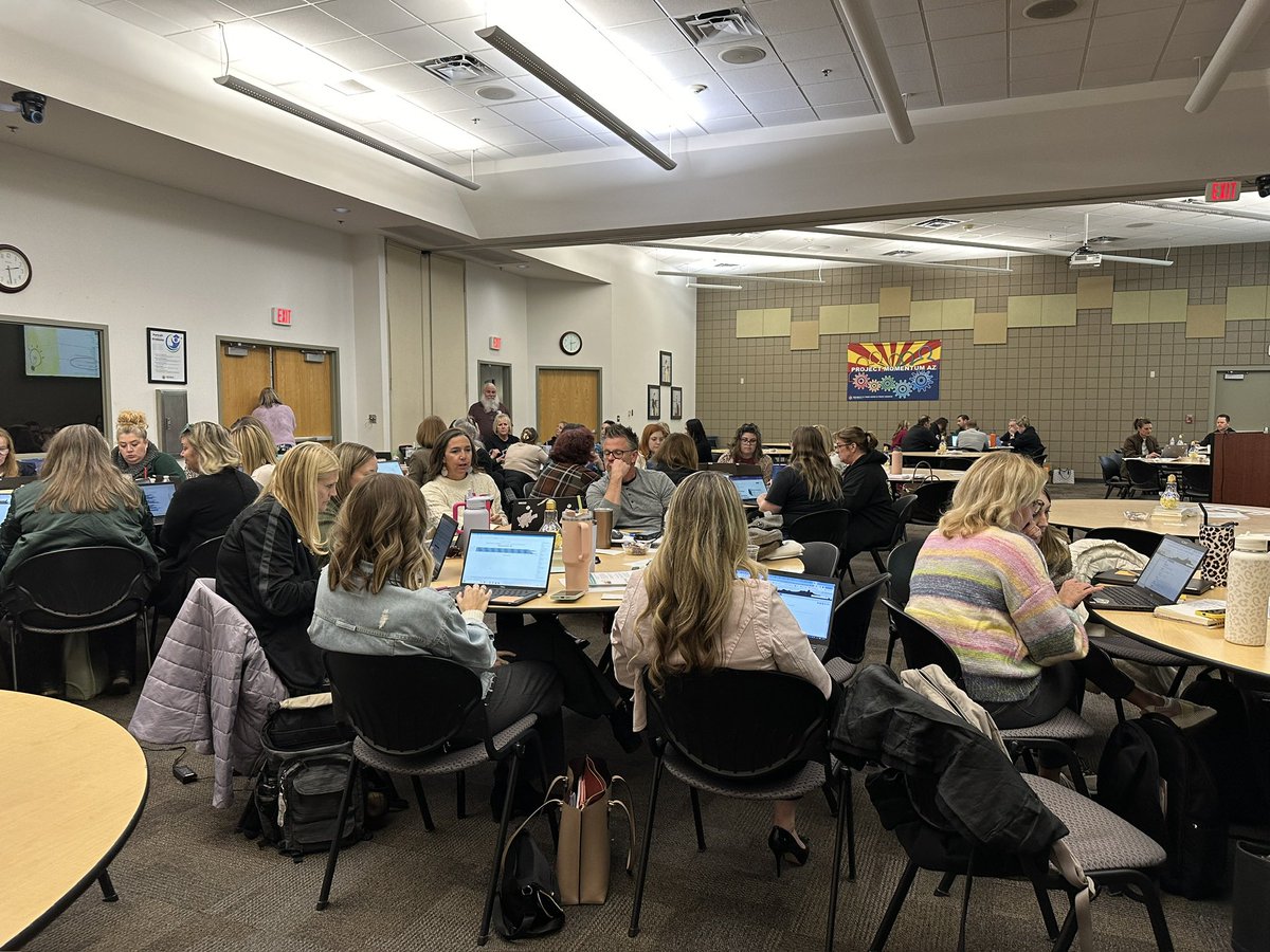 AdminLeadServe's tweet photo. DVUSD multi-school teams get time during the afternoon of PreK-12 to analyze data from recent benchmark assessments. They are using data to move the needle with student achievement! @DVUSD @dvusdplc @ptseunis @tony_galietti #projectmomentum #collaborativeteams #scottsmith https://t.co/T16ISB3K6S