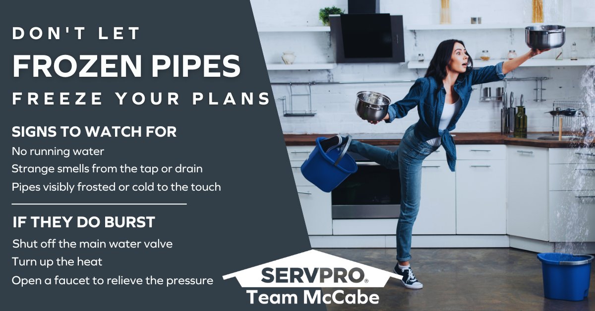 Don't let frozen pipes put your property on ice!❄️ Let SERVPRO melt away the trouble with our expert restoration team. Fast, reliable, and here to bring warmth back into your space.

#SERVPRO #homerescue