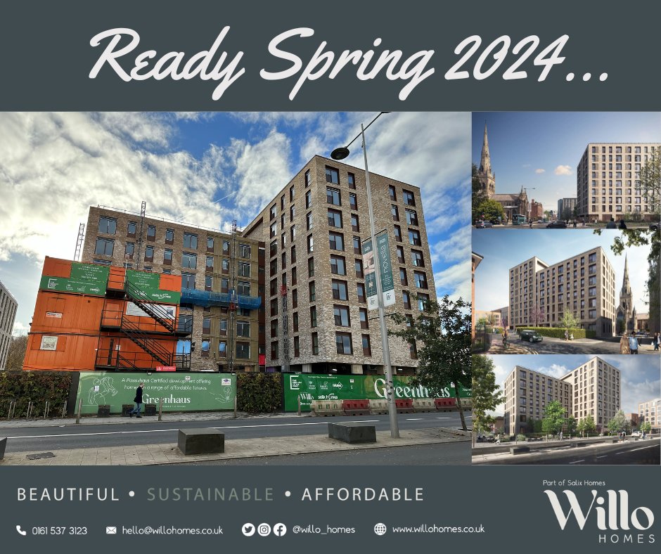 Coming this Spring the brand new Greenhaus development in Salford.

1 &amp; 2 bedroom apartments available on the Rent to Buy scheme being built to Passivhaus standards.

To register your interest please contact 0161 537 3123 or email hello@willohomes.co.uk

willohomes.co.uk/greenhaus