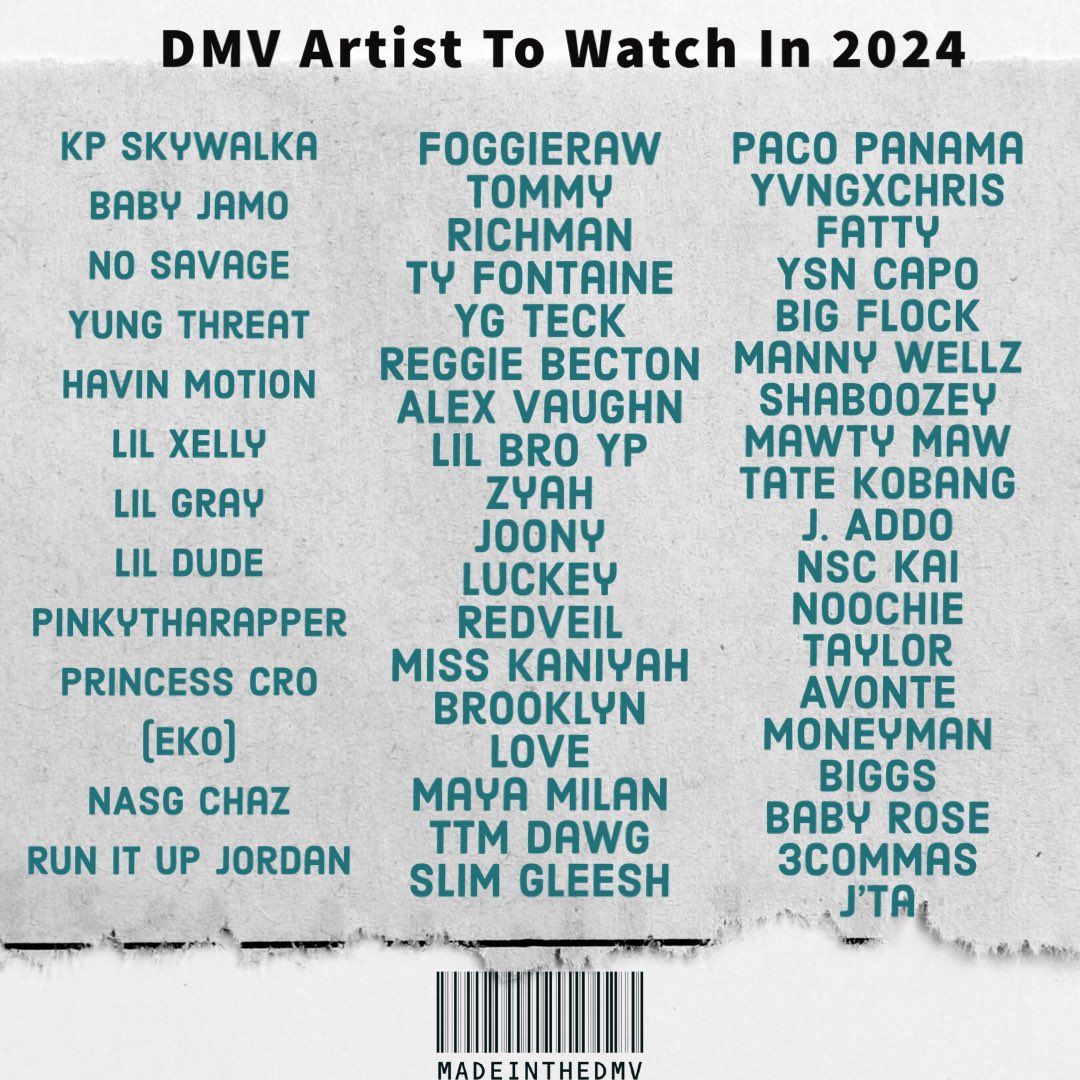 madeinthedmv's tweet photo. DMV Artists To Watch In 2024 #madeinthedmv https://t.co/IeOFT35Jwu