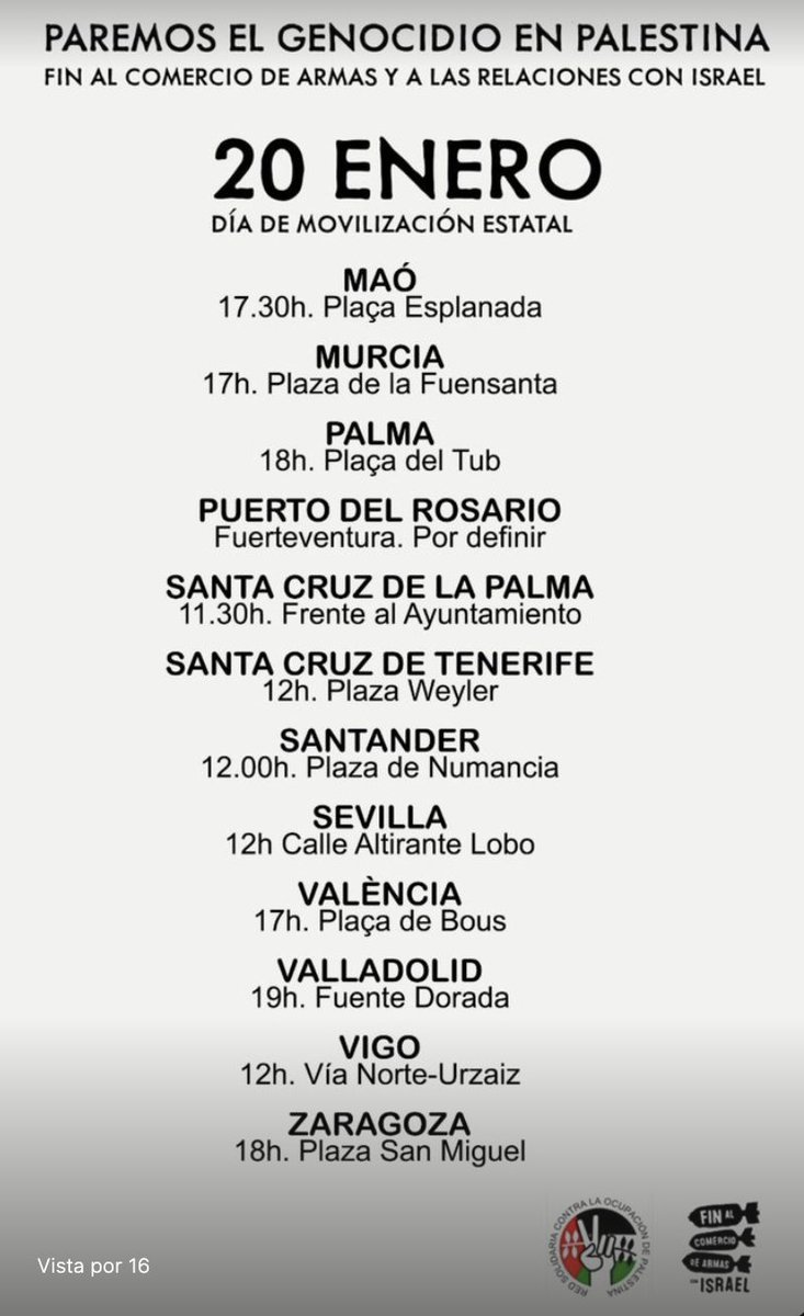 ✊Todos a las calles. El 20 de Enero 
🇰🇼 PAREMOS EL GENOCIDIO EN PALESTINA
 
 #paremoselgenocidio
#NoEnNuestroNombre