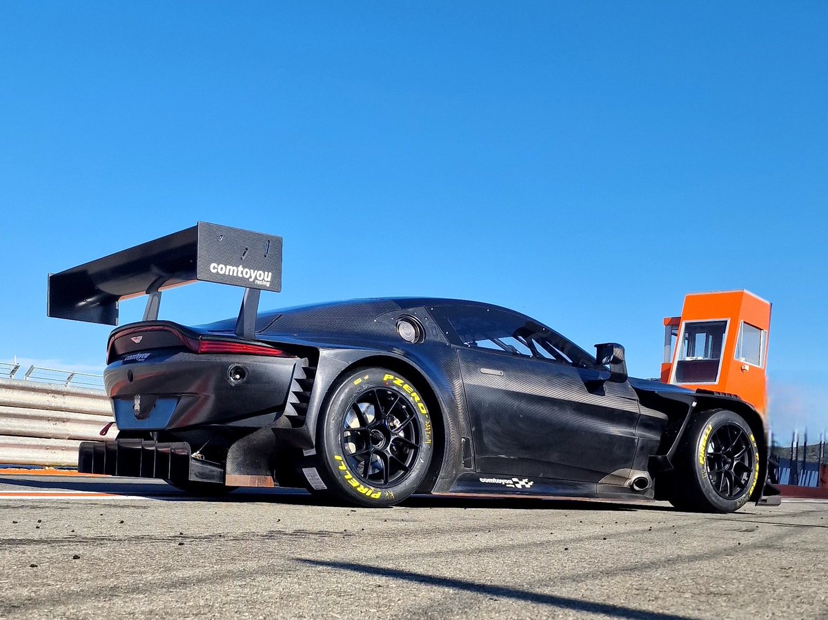 GTWorldChEu's tweet photo. The new Aston Martin Vantage GT3 has been on-track today 👀

@ComtoyouRacing put the car through its paces at Valencia 🚀

Who's excited to see this on the grid in 2024? 🙌

#FanatecGT | #GTWorldChEu https://t.co/8dvLZzosLD