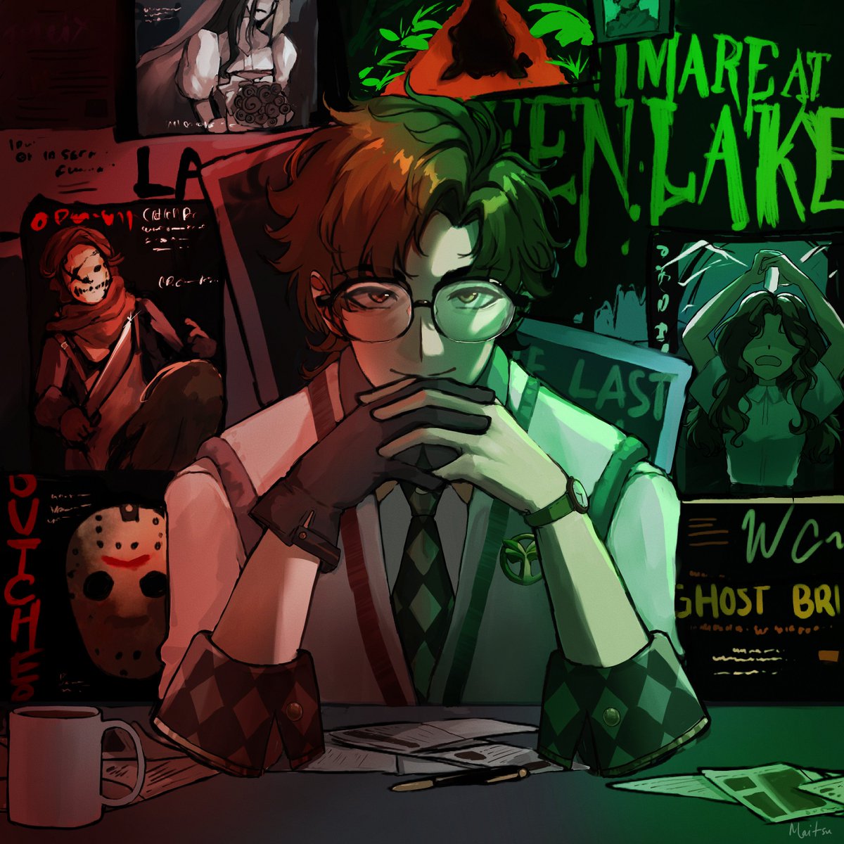 -Horropedia- 
#GreenLakeNightmare
My submission for the #Reverse1999FanWorkContest  I tried capturing the event as a whole in form of movie posters.