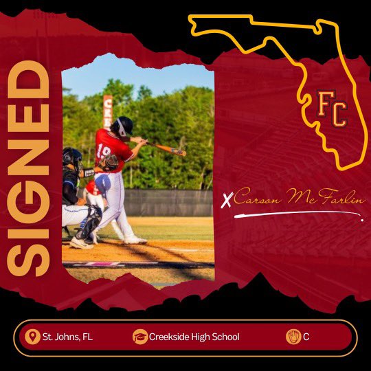Our next signee in the 2024 class is Carson McFarlin. The catcher is another Creekside High School product who will be coming to Flagler from St. Johns, Florida!