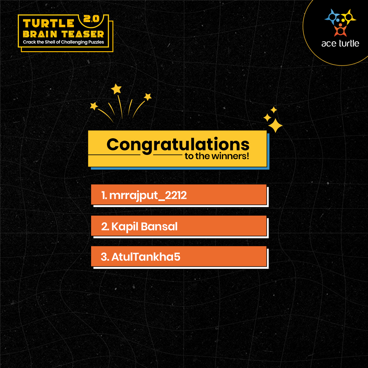 _AceTurtle's tweet photo. Hats off to Gourab Paul, g___yogesh, and @gurgaon_rangers for correctly identifying the movies, and special kudos to mrrajput_2212, @BansalKunjkapil, and @AtulTankha5 for nailing the right answers.
#TurtleBrainTeaser #WinnerAnnouncement #toysrusmerchandise #Wranglermerchandise https://t.co/ZTiHpNsg8H