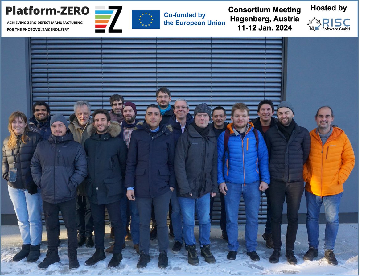 Platform-ZERO (@platformzero_eu) on Twitter photo We gathered to celebrate the first anniversary of our project 🎂
A lot has been done already to progress toward achieving #zerodefect #manufacturing for the european #photovoltaic industry !
Read more 👉 platform-zero-project.eu/2024/01/12/pla…
Thank you <a href="/RISC_Software/">RISC Software GmbH</a> for being a great host ! We gathered to celebrate the first anniversary of our project 🎂
A lot has been done already to progress toward achieving #zerodefect #manufacturing for the european #photovoltaic industry !
Read more 👉 platform-zero-project.eu/2024/01/12/pla…
Thank you <a href="/RISC_Software/">RISC Software GmbH</a> for being a great host !