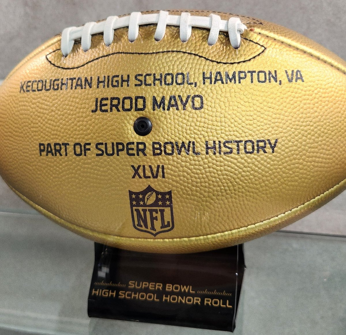 Kecoughtan Athletics (@athleticskhs) on Twitter photo Kecoughtan alum ('04) and football star Jerod Mayo named Head Coach of <a href="/Patriots/">New England Patriots</a>. Below is the portrait thats proudly displayed in the new digital KHS Hall of Fame and the football @nfl sent us to commemorate his Super Bowl! #playfortheK Kecoughtan alum ('04) and football star Jerod Mayo named Head Coach of <a href="/Patriots/">New England Patriots</a>. Below is the portrait thats proudly displayed in the new digital KHS Hall of Fame and the football @nfl sent us to commemorate his Super Bowl! #playfortheK
