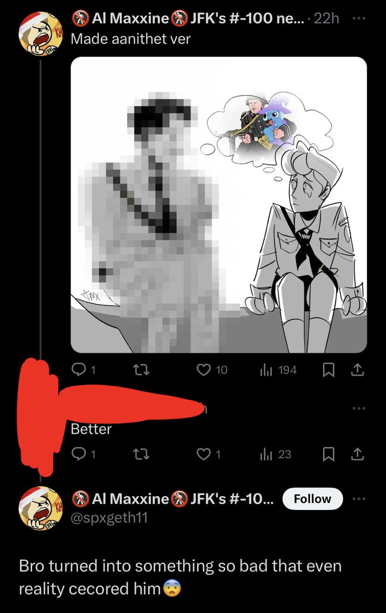 sweatybigbird's tweet photo. yeah the art is nice and cute but just letting y’all know this guy draws hitler fanart 
(theyre also 100% aware that drawing hitler fanart is fucked up because of them pixelating him out in a separate post) https://t.co/p9g8f0moF6