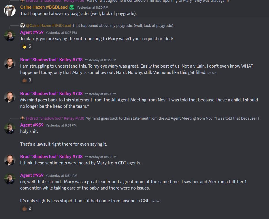 Periphery_Anon's tweet photo. "I was told that because i have a child, i should not longer be the head of the team"

@catalystgamelab, any comment on the misogyny of discriminating a women with child?

Also, interesting problem with probable Labor Law infringement, right?
#CGL #woketech #battletech https://t.co/e75b6N8kUy