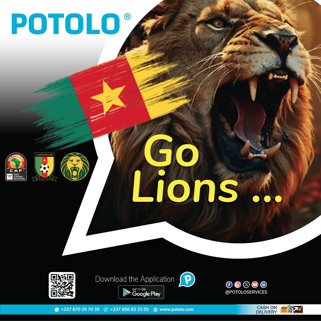 POTOLOSERVICES's tweet photo. Allez les Lions!!! 🇨🇲 🇨🇲
#Potolo
#CAF
#LionsIndomptables
#football
#AFCON2024
#Cameroon https://t.co/VIvlqazYHX