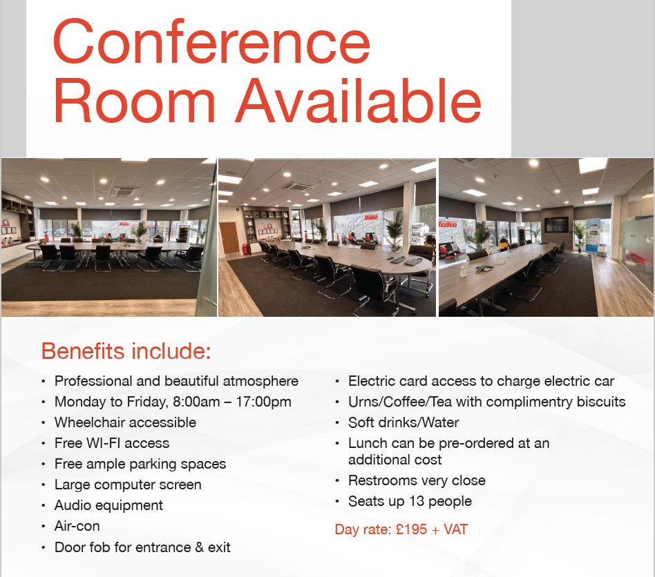 HakoMachines's tweet photo. We're opening the doors of our Northamptonshire HQ...
Our conference room in Crick is now available for daily hire. Please contact hr@hako.co.uk or call 01788 825 600 for more info and bookings.
#morethanjustmachines #conferenceroom #planningmeetings #meetingspaces #getaroom https://t.co/3M5oiT98Ut