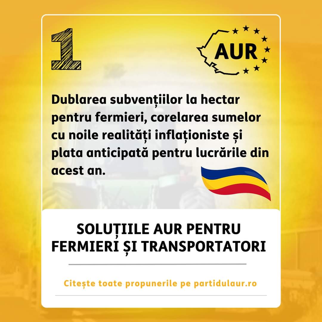 aurmaramures's tweet photo. 🇷🇴📢 #Fermierii și #transportatorii trebuie tratați cu #respect, nu cu dispreț și nepăsare de către actuala #guvernare!
AUR propune #măsuri concrete care vin să #rezolve o parte din #problemele cu care se confruntă aceștia astăzi.
#Romania #Români #Fermieri https://t.co/0HGaHGrk6g