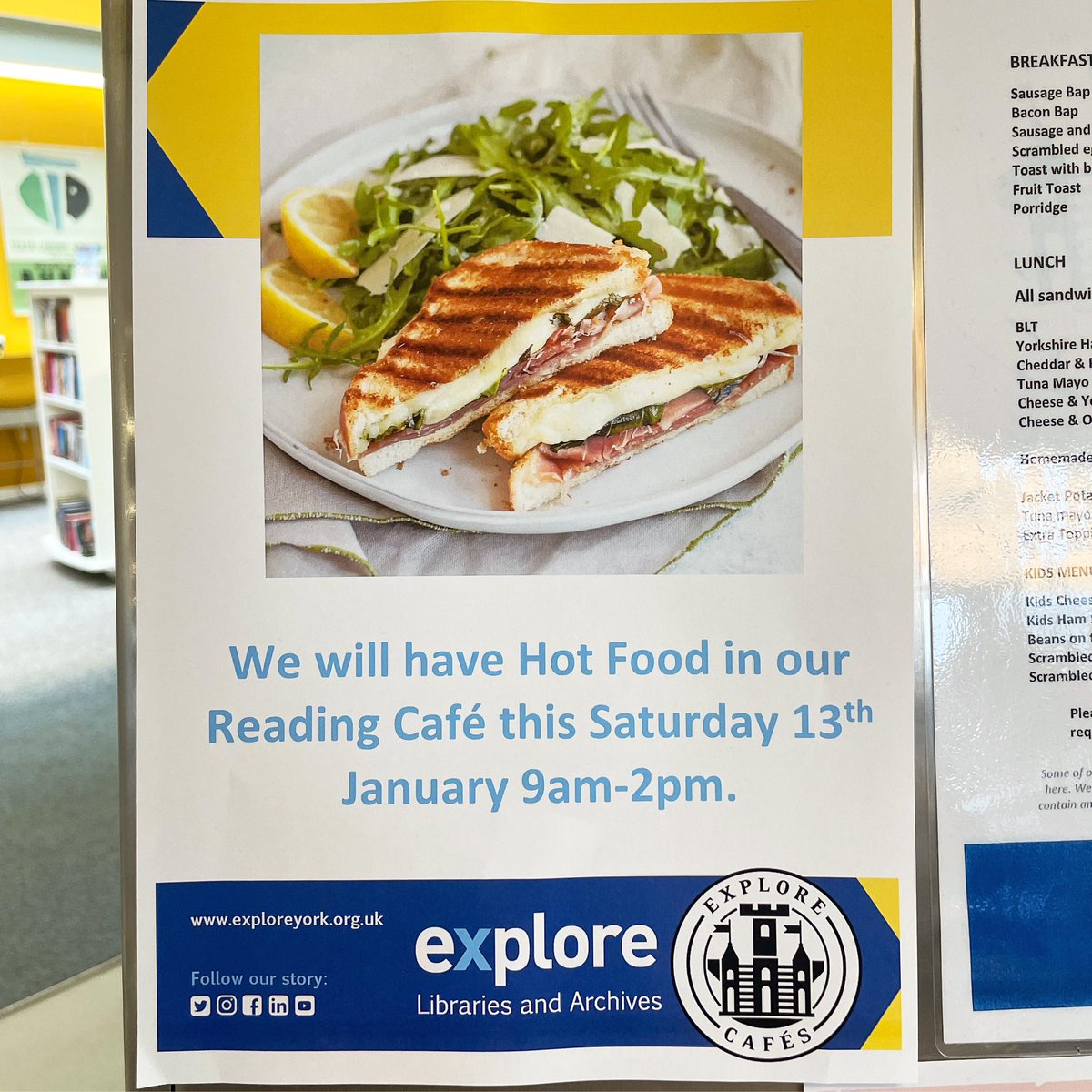 TangHallExplore's tweet photo. We will be serving hot food in our cafe 9am-2pm tomorrow!
Why not start your weekend right with a tasty treat? ๐ฅ๐ฅช๐ฒ
#exploremore #hereforyou #tanghall #cafe https://t.co/QFEYDKfe6L