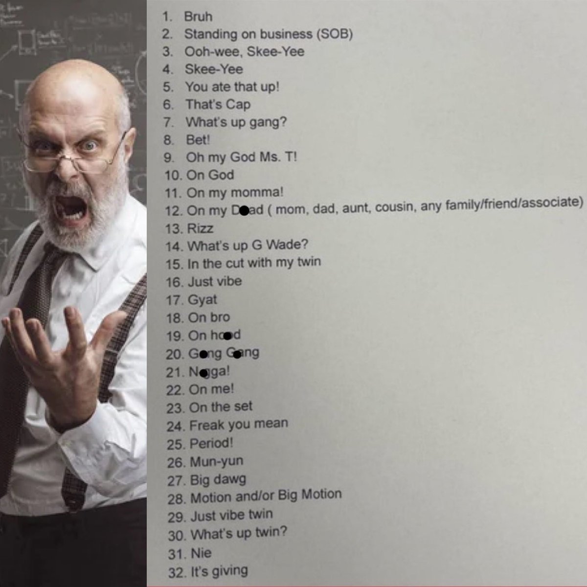 A teacher’s list of the words and phrases banned in class has gone viral.