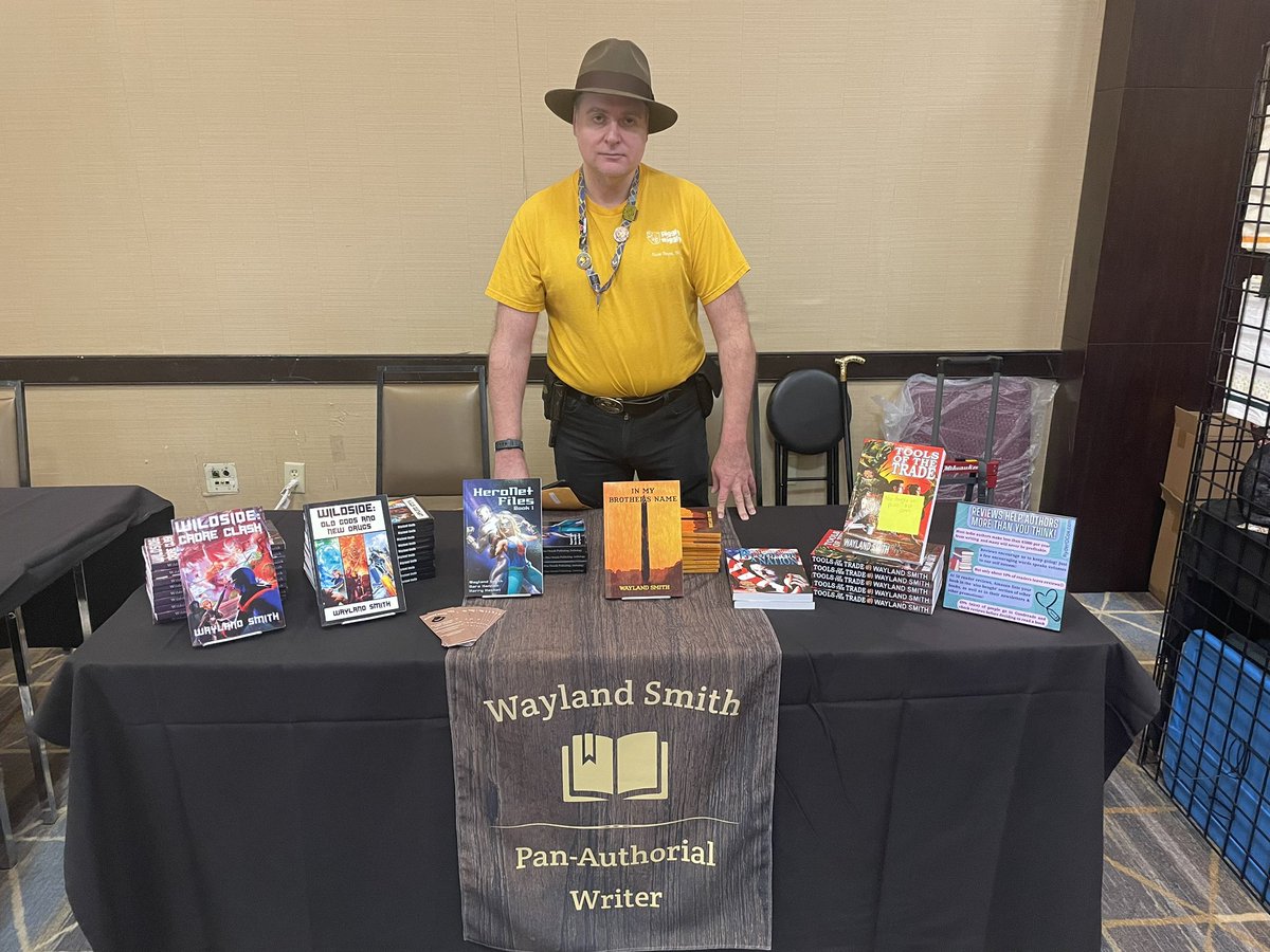 WaylandSmith1's tweet photo. My dealer table for day one of #MarsCon. Also my first solo dealer table. Wish me luck y’all https://t.co/MDa8klYAkV