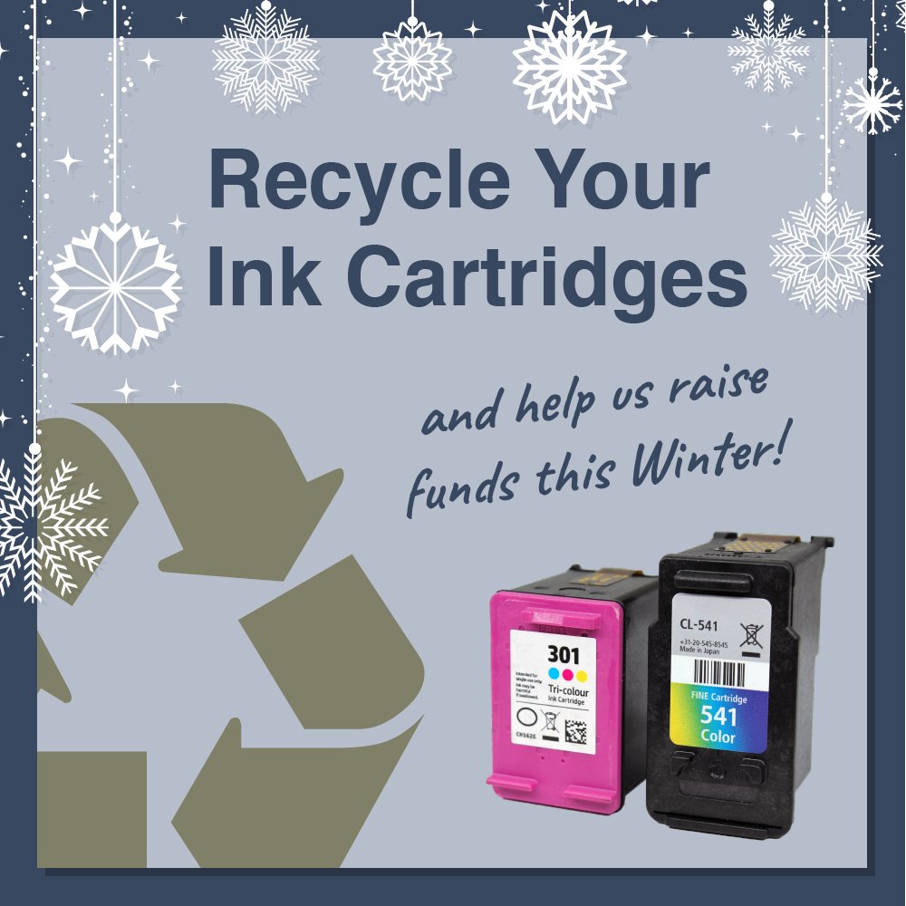 Did you know that you can help us raise funds simply by recycling your ink cartridges via our Recycle4Charity programme? ♻️
In 2023 we received over £100 just from this scheme!
We have a box at the Centre or to send your cartridges  click here - recycle4charity.co.uk/Register/402245