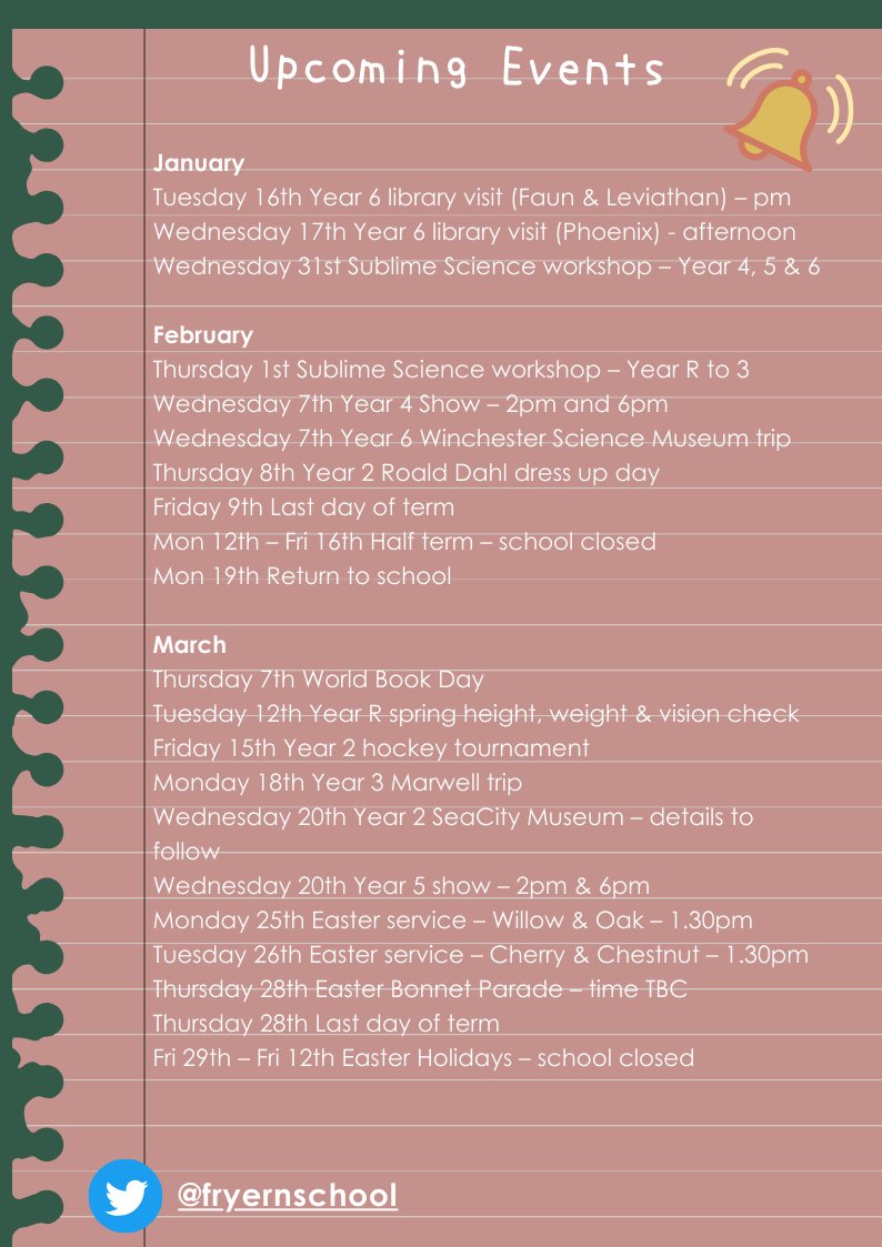 fryernschool's tweet photo. It's the newsletter for the 12th Jan!! https://t.co/BWl6kmkd5R