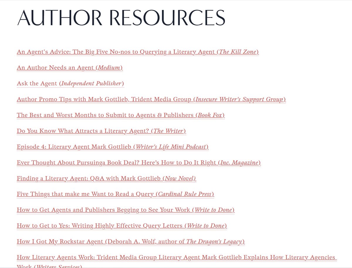I found an excellent collection of articles about #querying today on this #authorresources page by #agent @Mark_Gottlieb - check it out. literaryagentmarkgottlieb.com/author-resourc… #pitching #writinglife #memoirwriters #seekingagent
