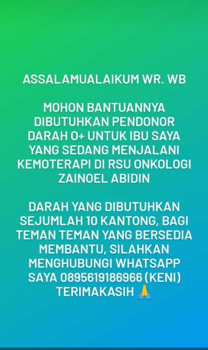 Mohon bantu sebar barangkali ada yang bantu