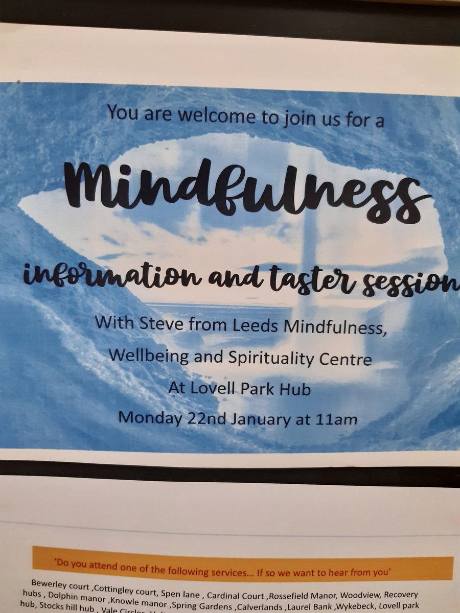 Lovell Park Hub Day Opps are having a free mindfulness session on site. Please see poster. @LCCDayOpa_MH_