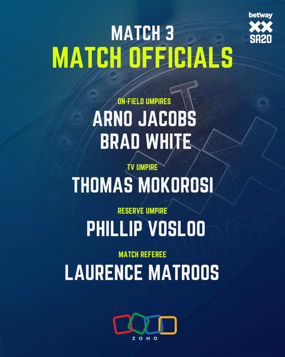 the_sa20_'s tweet photo. The #PRvPC Match Officials. 
For More information:  https://t.co/SZ1jHS3UAE

#SA20 #LiveStreamingSA20 #PCvsPR https://t.co/AXDq6FvnkH