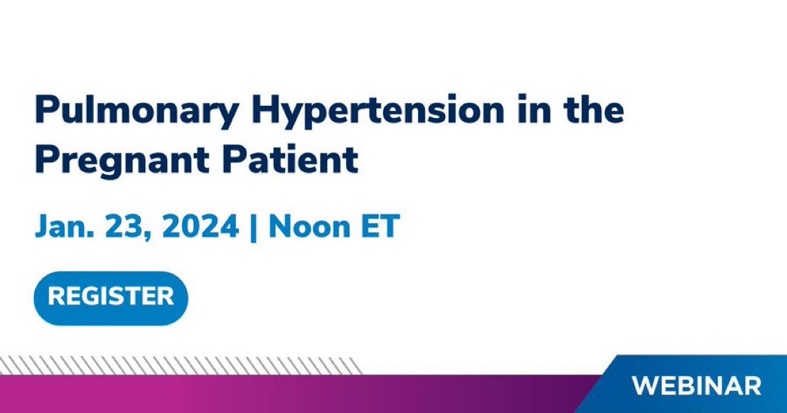 Pulmonary Hypertension in Pregnant Patient #CardioObstetrics community. Do not miss this @ACCinTouch webinar. 📅 Jan 23, 12 PM EST 🎙@malamo512 @MelindaDavisMD @ddefariayeh @md_harrington @DrJennHaythe @EstefaniaOS @ElliottMillerMD 📎acc.org/Education-and-…