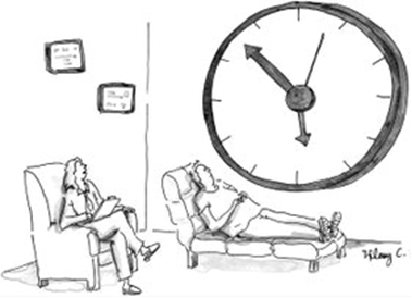 The Panel’s selected winners for New Yorker Cartoon #CaptionContest 880: 1. 'Well, I see our time.' 2. 'Yes, time is just a construct. My time is constructed at $200/hour.' 3. 'I just felt it was distracting when I would look at my watch.' #newyorkercartoons