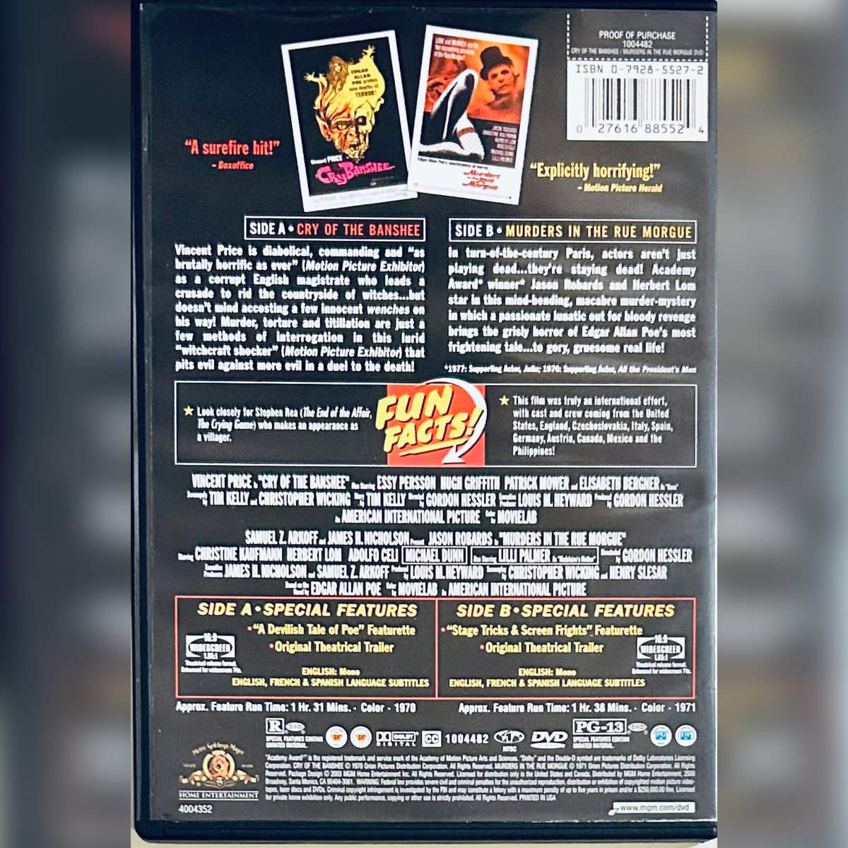 rareflicksplus's tweet photo. #NewArrival! Cry of the Banshee/Murders in the Rue Morgue (DVD, 2003) MGM Horror OOP
https://t.co/d3TPd3hNzF
#CryoftheBanshee #MurdersintheRueMorgue #VincentPrice #MGM #OOP #DVD #DVDs #PhysicalMedia #Flashback #Horror #HorrorMovie #HorrorCommunity https://t.co/AfhZvp9bpu