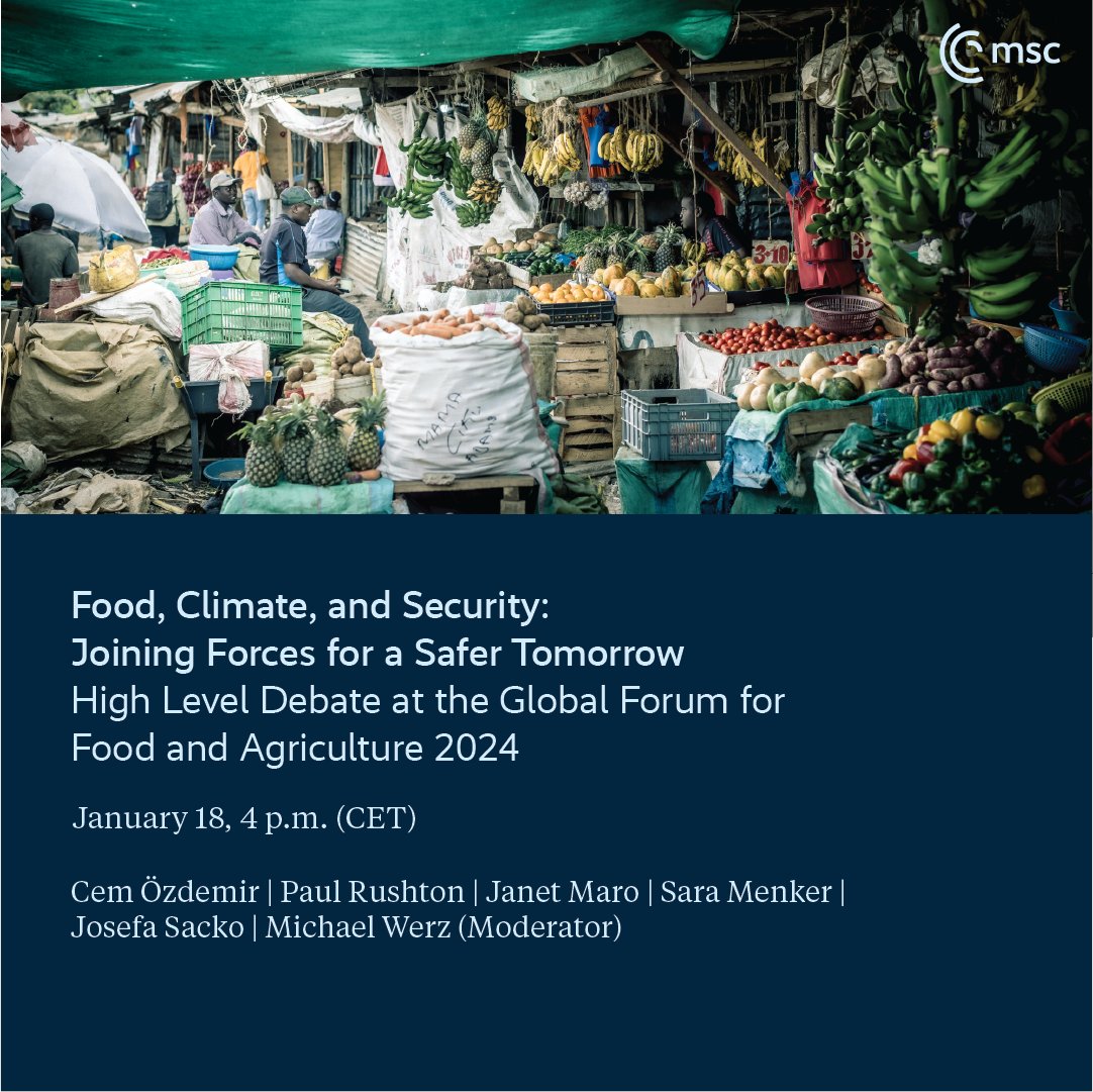 🗓️ Save the Date Next Thursday, we will co-host a panel discussion with the 🇩🇪 @bmel on the impact of climate change on global #FoodSecurity. Register to visit the #GFFA & join our debate in person: gffa2024.plazz.net 📺 Not in Berlin? A livestream will be made available.