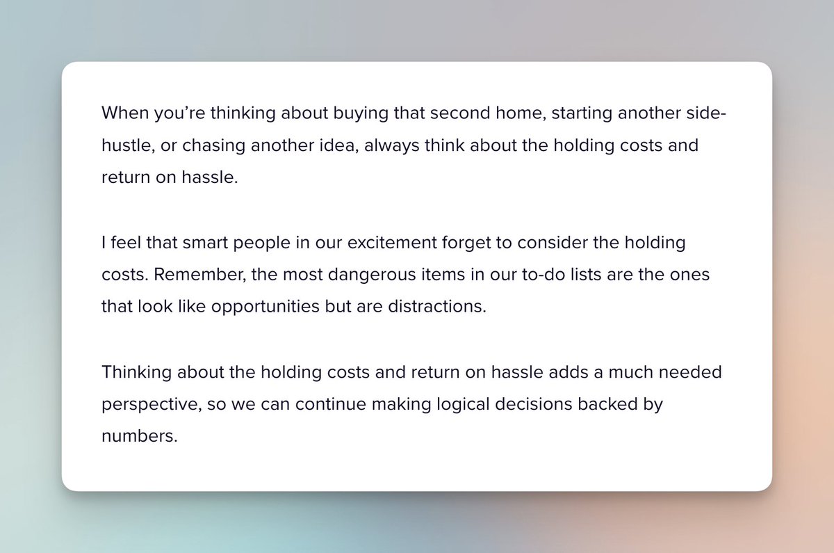 This write-up by <a href="/syedbalkhi/">Syed Balkhi</a> is fantastic. Tons of awesome nuggets of wisdom. 

Here's one of my favorite parts about considering your holding costs.

syedbalkhi.com/this-happened-…