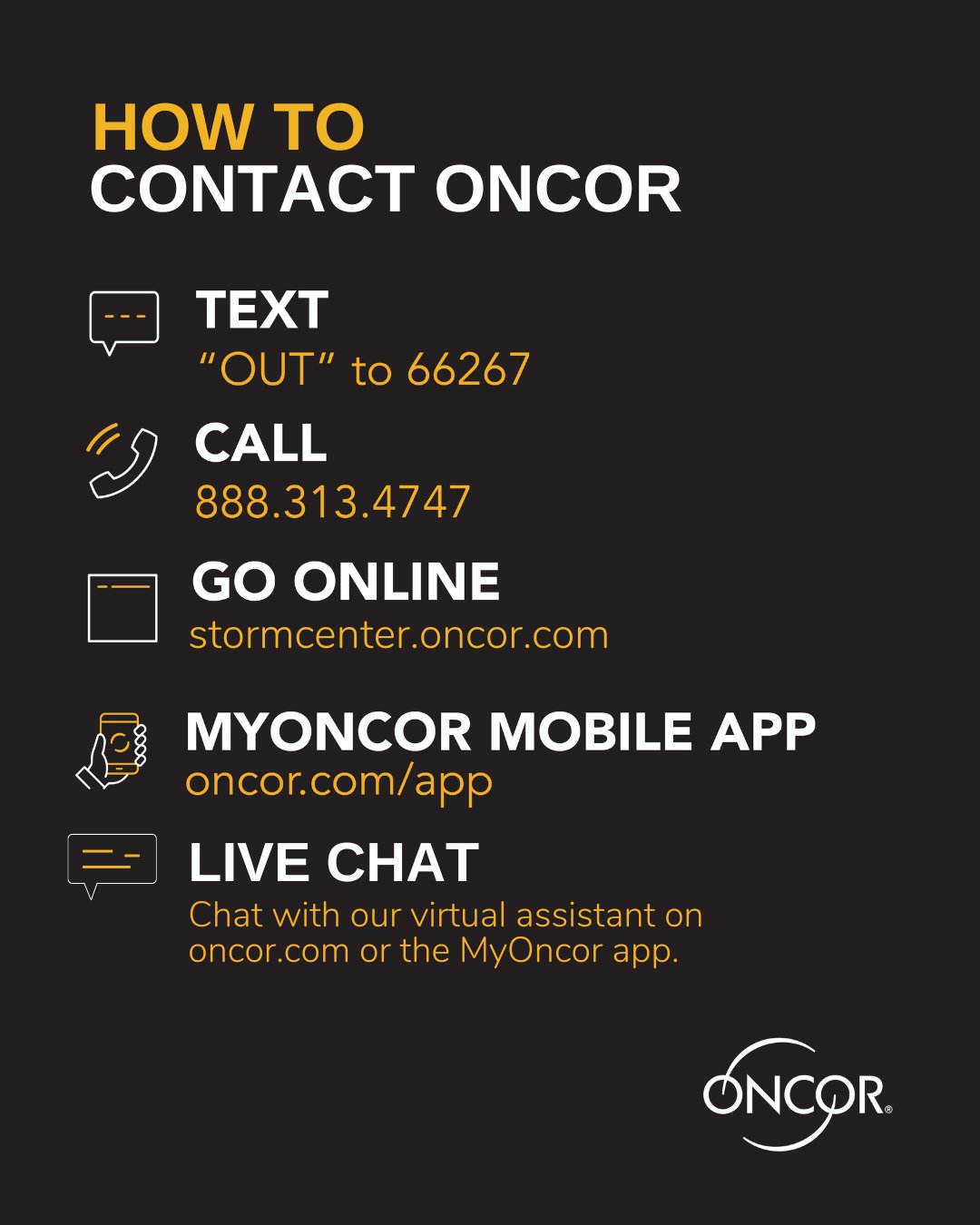 Oncor customer on sale service number