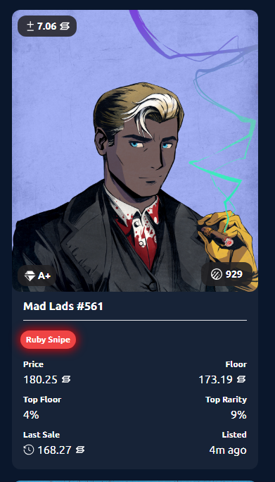 RubySolanaBot's tweet image. Now that's a fire snipe by the Ruby Sniper! 

@MadLads

#SolanaNFT #Solana #NFT