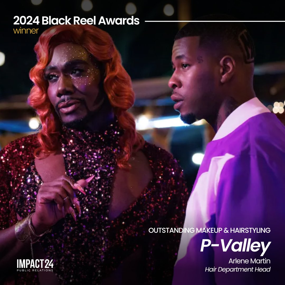 Congratulations to Hair Department Head @arlenemartinhair on her @blackreelawards win for @PValleySTARZ!

#BlackReelAwards #BlackReelTVAwards #PValley #HairDepartmentHead #Hair #BehindTheScenes #BehindTheCamera #TV