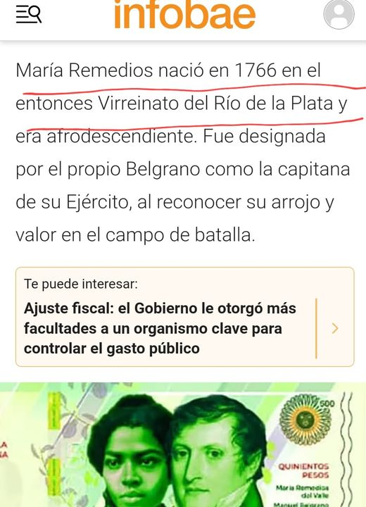 TourSurDelMundo's tweet photo. UN LIBRO DE HISTORIA PARA INFOBAE !!
María Remedios del Valle -que ilustrará el nuevo billete de $10.000- NO nació en el Virreinato del Río de La Plata sino en el del Perú. Nació en Buenos Aires en 1766 o 1767, 10 años antes de la creación del Virreinato del Río de la Plata. https://t.co/6caHblxbSk
