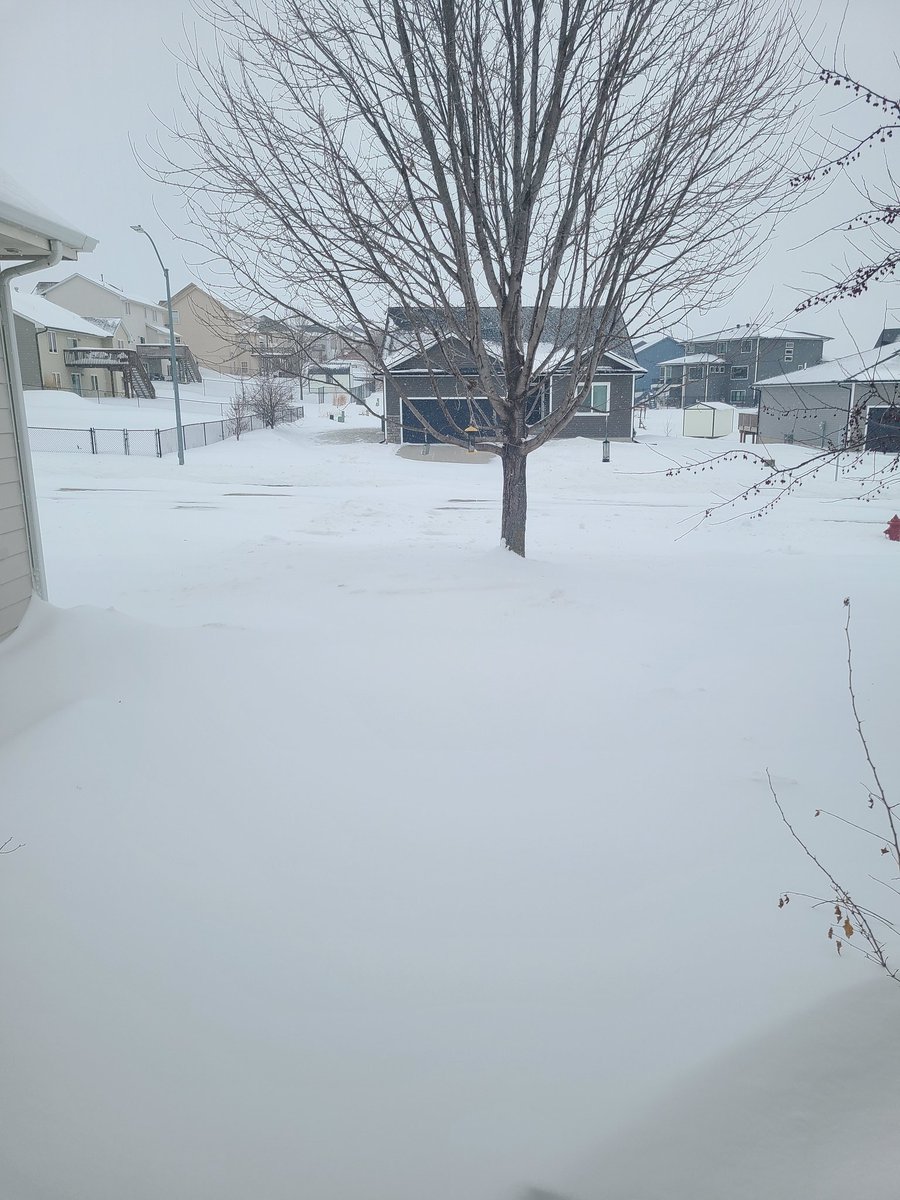 pfabulus's tweet photo. @MaxVelocityWX here are 2 photos from Granger, Iowa (just NW of Des Moines, Iowa). I think we have had approximately 6" min but due to the wind, I don't have a good area to measure (so going off of other local reports). Photo with fence shows the height of a drift (fence is 42"). https://t.co/2jOdWXBkRe