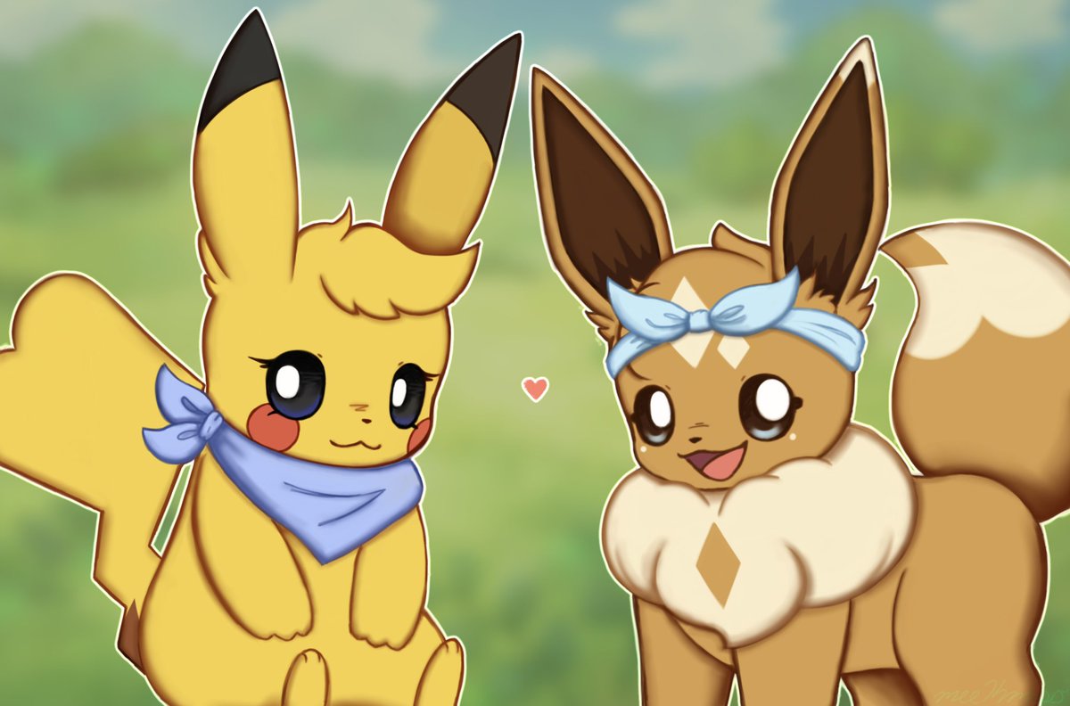 me and @SparkyRaven as pikachu and eevee (designs by her) !!! 💙🩵