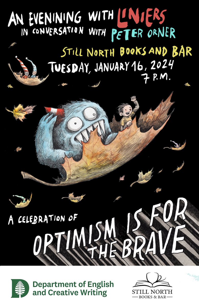 Next Tuesday I’ll be having an optimistic conversation with @Peter_Orner at @stillnorthbooks on my latest collection of strips: Macanudo: Optimism is for the brave, published by @fantagraphics . Thanks to the department of English and creative writing at @dartmouth
