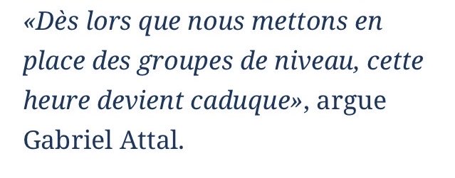 Corrnichonne's tweet image. #OnEstPrêt 
On a inutilement bossé sur la mise en place de la fameuse Heure de Soutien en 6ème ...supprimée après 3 mois d'existence.
Cet abandon soudain pour une politique de groupes de niveaux, ça fait vraiment tout décousu...
😳 Personne ne bronche !?
@GabrielAttal 
@AOC1978